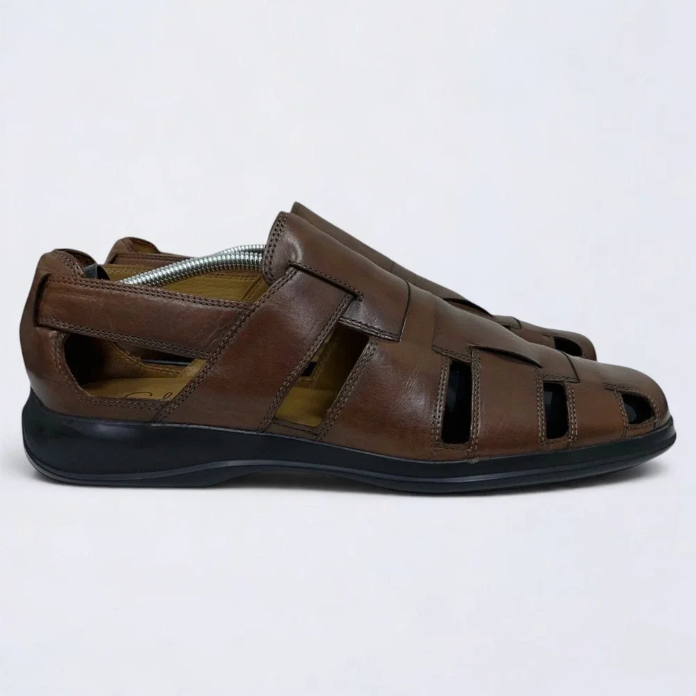 Cole Haan Sandals Men's Size 12 W Brown Leather NikeAir Dempsey Fisherman Preppy